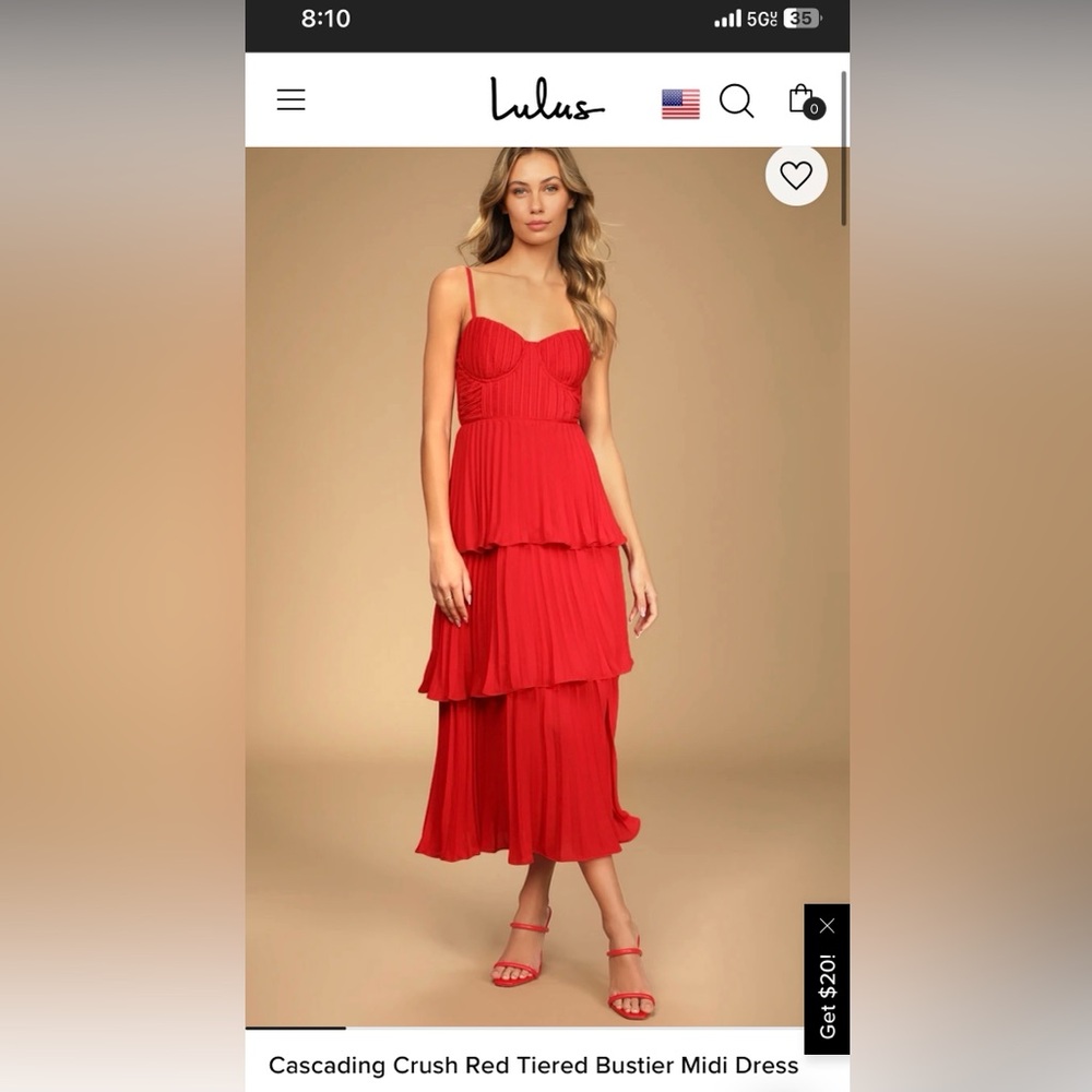 Lulus Tiered Red Dress, Size Small